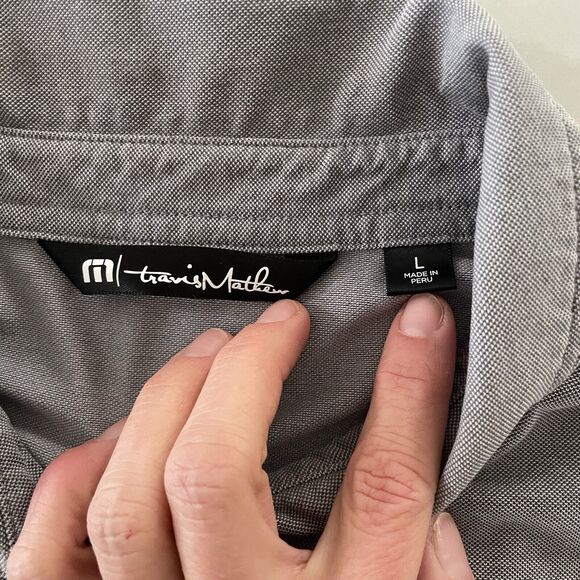 Travis Mathew Men's Large Polo Shirt Gray Short Sleeve Cotton Polyester - Picture 5 of 6